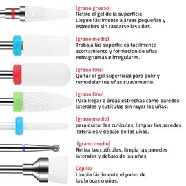 Kit Brocas De Uñas Lima Pulidor Drill Cerámica Fresa 7pz