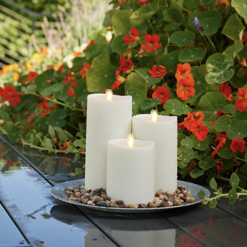 Luminara Outdoor Flameless LED Ivory Candle Melted Edge 3.75" x