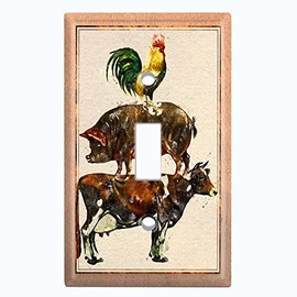 Metal Light Switch Plate Cover Countryside Cow Pig Chicken Animal Farm ANM006