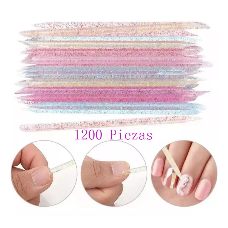 noved 1200 Piezas Palitos De Naranjo Glitter Para Uñas Cutículas
