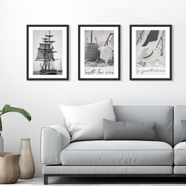 Wiscet 20x27 Picture Frame Set of 3, Display Pictures 16x24 with Mat or 20 x 27 Poster Frame Without Mat, Wall Gallery Photo Frames, Black