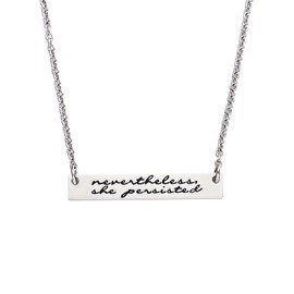 LParkin Nevertheless She Persisted Feminism Feminist Pantsuit Nation Solidarity Unity Political Affirmation Cuff Bracelet/Keychain/Necklace (Bar-Necklace)