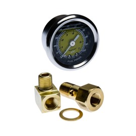 VMS RACING 0-7 kg cm2 bar 0-100 PSI Liquid Filled Fuel Pressure Gauge with Adapters Kit in Real Black Carbon Fiber Center Yellow Bar Dial Face White Black Numbers Compatible with Honda S2000 00-09