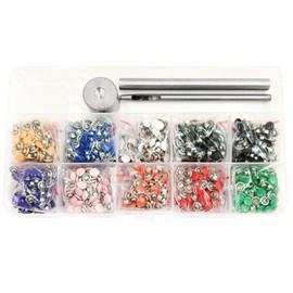 Aoktorkit Rivet Kit, Double Cap Rivets, 10*10mm, Iron, Multicolor, Cap Head, 100 Count, For DIY Bag, Shoes, Clothes, Leather Craft Repairs & Decoration