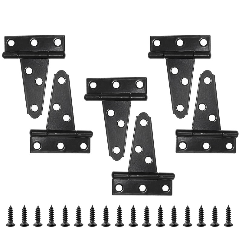 Rierdge 6 Pcs 2 Inch T Strap Hinges, Black Heavy
