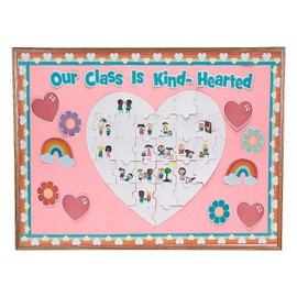 Fun Express Social Emotional Learning Kindness Week Puzzle Collaborative Classroom Bulletin Board Set – 12 Pc.