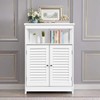 Tangkula Bathroom Floor Cabinet, Wooden Freestanding Storage Cabinet with Double
