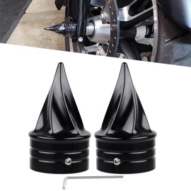 Unbranded Black Spike Front Axle Cap Nut Covers Kit For Harley Dyna Street Bob Super Glide