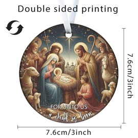 Christmas Ornaments Nativity Scene Christian Religious Decorative Hanging Ornament Winter Holiday Keepsake Christmas Christian Gifts Women Family Friend Baby Jesus Birth for Xmas Tree Decorations