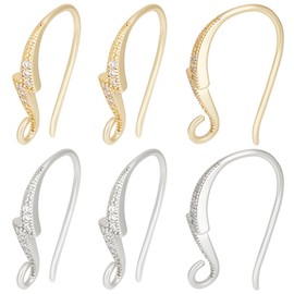 Beebeecraft 1 Box of 16 Cubic Zirconia Earring Hooks 18K Gold-Plated Lighting Diamond Crystal Rhinestone French Ear Hooks with Loop for Earrings Jewellery Making Art DIY Crafts