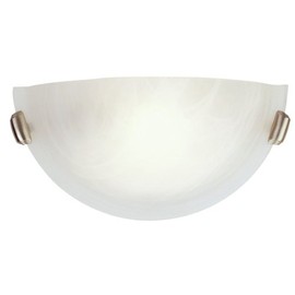 Livex Lighting 4271-91 Home Basics 1 Light Brushed Nickel Wall Sconce with White Alabaster Glass