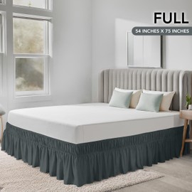 Utopia Bedding Full Elastic Bed Ruffle - Easy Wrap Around Ruffle - Microfiber Bed Skirt with Adjustable Elastic Belt 16 Inch Tailored Drop - Hotel Quality Bedskirt, Fade Resistant (Full, Grey)