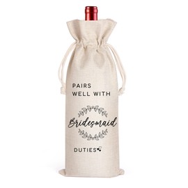 LANBAIHE Pairs well with Bridesmaid Duties, Bridesmaid Proposal Wine Bag, Bridal Party Gifts Wine Bag, Bridal Shower, Engagement, Wedding