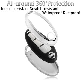 Key Fob Cover for Nissan Infiniti,Soft TPU Key Case Fit Keyless Smart Key Fob of Nissan Aitime Rogue Sentra Maxima Murano Pathfinder Sedan QX50 QX60 QX70 QX80,Accessoried with Leather Keychain- Black