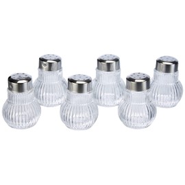 Fackelmann Mini-Streuer RUBIN, Salz- und Pfefferstreuer aus Glas, Gewürzstreuer für einfaches Dosieren (Farbe: Silber/Transparent), Menge: 6 Stück