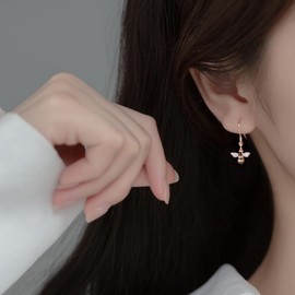 SLUYNZ Solid 925 Sterling Silver Bee Drop Earrings for Women Teen Girls Lovely Bee Dangle Earrings