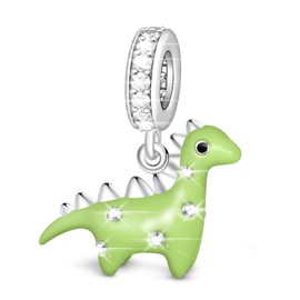 GNOCE 925 Sterling Silver Charm Beads Bracelets Great for Necklace Jewelry, Fits Most US European Bracelet - Green Dragon