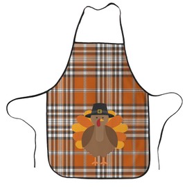 Pumpkin Plaid Turkey Chef Apron, Kitchen Cooking Aprons For Women Men Party Barber Server Happy Thanksgiving Aprons Happy Baking Grilling Cute Aprons Decorations Gifts For Adults Dad Family Friends