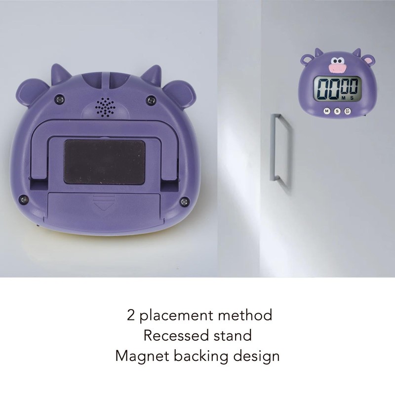 Luqeeg Cute Animal Digital Multi-Function Kitchen Timer, Purple