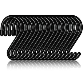 Dreecy 20 Pack 3 Inch S Hooks, Heavy Duty Steel S Hooks with Black Rubber Coating, Non-Slip, 20 Pounds Max Weight, Utility Hooks for Hanging Plants, Clothes, Pots, Pan, etc.