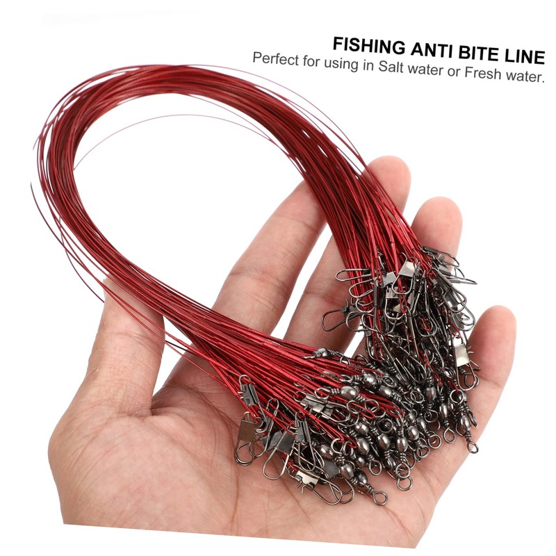 NOLITOY 100pcs Fishing Wire Leader with Swivel Bite-Resistant Rig for