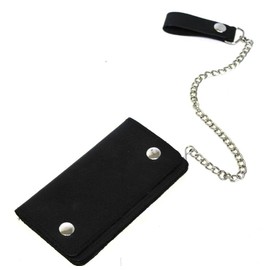 Austin Leather Mens Studded Bifold Removable Chain Top Grain Leather Biker Motorcycle Trucker Wallet