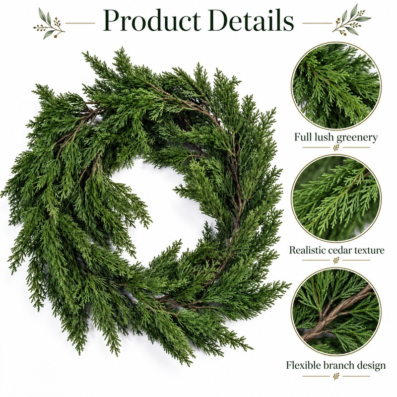 Artificial Cedar Garland for Christmas Decor – 1.8M Hanging Greenery