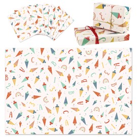 ABC 123 Gift Wrapping Paper for First Day of School 50 x 70 cm, Gift Wrapping Paper for Girls, Boys, School, Children, Gift Wrapping Paper, 8 Sheets