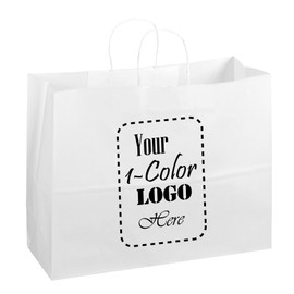 Flexicore Packaging White Kraft Custom Printed Paper Bags (16"x6"x12", 100)