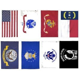 Wholesale Lot 3x5 USA + 5 Branches Military + Pow Mia + North Carolina Flag Set