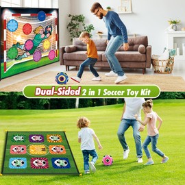 Soccer Ball Game Set 70.8"x59" - Double-Sided Toss Soccer Goal Game with 2 Balls, Indoor Outdoor Backyard Family Game, Soccer Toy Birthday for Boys and Girls Aged 3-12