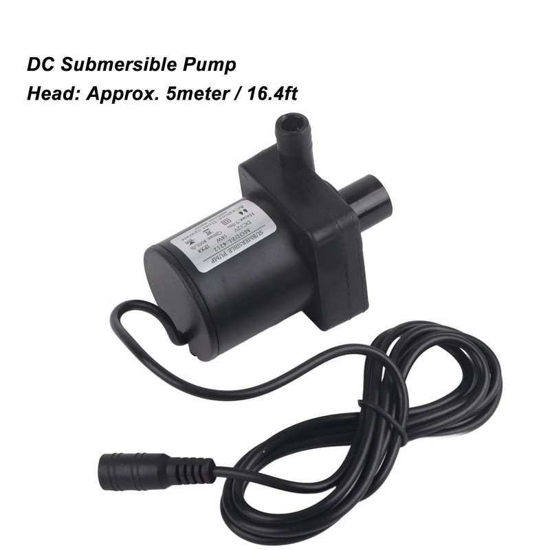 Trisar Submersible 4212B DC 12V 18W Black Submersible Pump, 800L/h