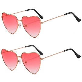 TRIXES 2PC Pack Pink Shade Heart Sunglasses - Fancy Dress Accessory - Festival Accessories