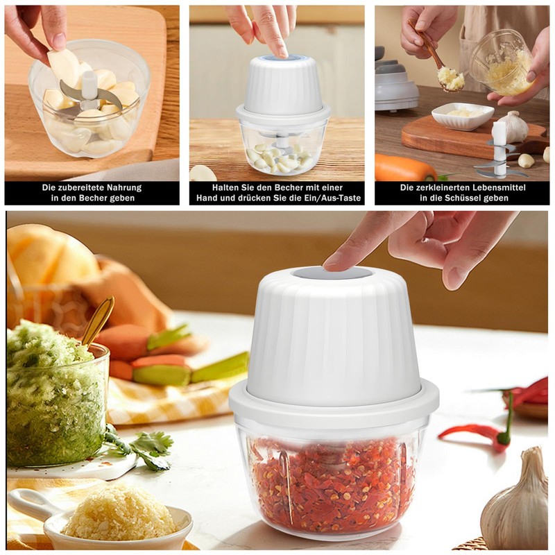 WwuHua Onion Chopper Electric 400 ml, Onion Cutter, Vegetable Chopper