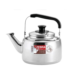 0.8 Litre Zebra Polished Mirror Finish Stainless Steel Canister Stovetop Teakettle, Made in Thailand