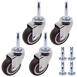 SWZHAI 2 Inch Swivel Casters Set of 4, M8 Grip Neck Stem Caster Wheels, Heavy Duty Silver Caster with Rubber Wheel for Furniture Sofa Chair Cabinet