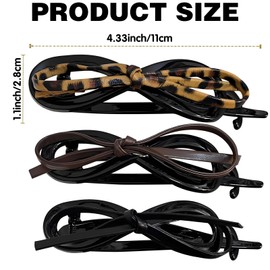 3Pcs Women's Bow Flat Hair Clips Twist Bow Leather Fashion Hair Tool, Hair Clip, Claw Clip Supplies Flat Hair Accessories for Women