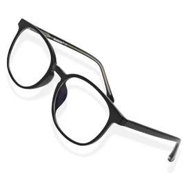 Brookstone Blue Light Blocking Glasses For Women and Men Computer and Gaming Eye Protection UV Light Blocker With Pouch Cloth and Spray Cleaner (Black, Round)