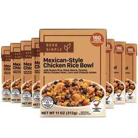 Born Simple Prepared Meals - Ready to Eat Mexican-Style Chicken Rice Bowl | 16g Protein | 11 Oz (Pack of 8)