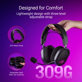 ASUS ROG Pelta Wireless RGB Gaming Headset (ROG SpeedNova, Bluetooth, 2.4GHz, USB-C, 50mm ROG Titanium Membrane Drivers, 10mm Super Broadband Boom Microphone, 309g Lightweight, Aura Sync RGB)