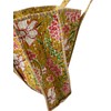 Floral Print Cotton Tote Bag, Quilted Mustard Yellow with Pink
