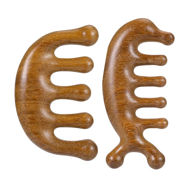ViEinkaufen 2 Packs Wooden Massage Comb Wide Tooth Massager No