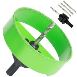 HLOFIZI 4-1/4 Inch Carbide Hole Saw with Arbor for 4" Recessed Lights, 4.25 Hole Saw Cutting Plaster Drywall Ceiling Sheetrock, 2X Faster, Green
