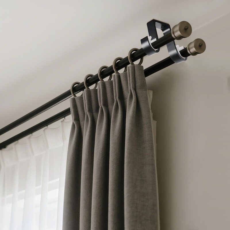 AddGrace Heavy Duty Double Curtain Rod Holders 2 Pack-Ceiling Curtain