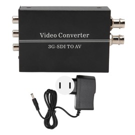 3G SDI to AV Converter Lossless SD HD 3G SDI to RCA Adapter with SDI Signal Loopout for TV Monitor Projector 100‑240V US Plug