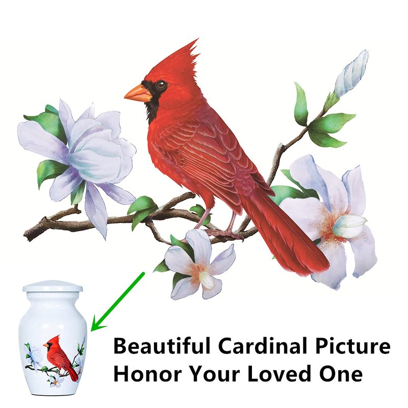 ICOKEE Red Cardinal Bird Small Keepsake Urn for Human or