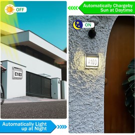 Lighted Address Signs for House,Solar House Number for Outside,Waterproof Solar Address Plaque with Dusk to Down Sensor for Yard Gate Mailbox Outdoor (Wall-Mounted)