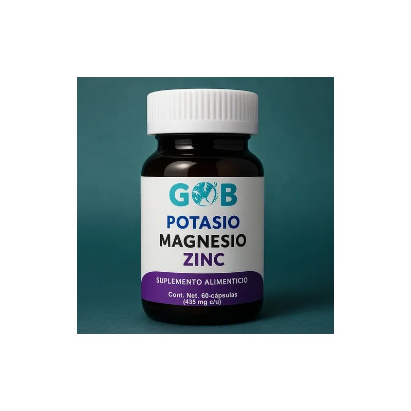 Potasio, Magnesio, Zinc - Go3b - 60 Cápsulas - Suplemento