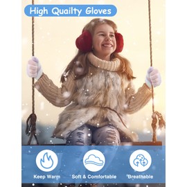 Becellen 2 Pairs of Winter Gloves for Boys Girls, Full Finger Warm Knitted Gloves Thermo Colorful Striped Gloves for Children 4-10 Years Old