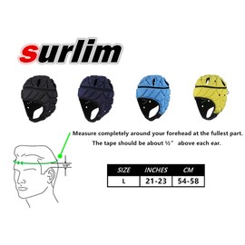 Surlim Soft Helmet Flag Football Rugby Helmet Scrum Cap Soft Shell Helmet Soccer Headgear for Youth Adults (Black, Large)